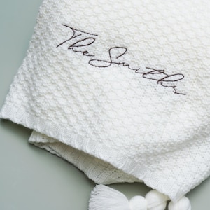 Custom Name Embroidered Blanket Personalized Throw Wedding Gift Bridal Shower Gift Idea Couple Keepsake Last Name Accent Blanket New Home image 13