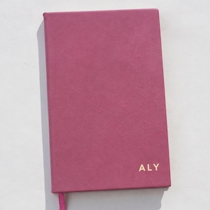 Personalized Monogrammed Journal Notebook Custom Vegan Leather Writing Journal Embossed Name Leather Notebook Christmas Gift Idea for Him Pink Notebook