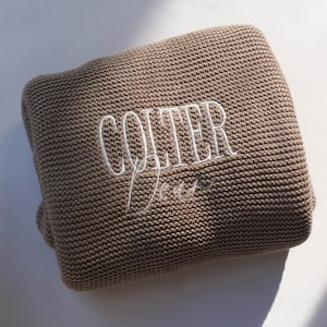 Embroidered Custom Blanket for Baby Boy Neutral Ivory Blanket with Name Baptism Gift Idea Grandbaby Gift Newborn Baby Shower Keepsake Gift New Baby