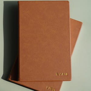Personalized Monogrammed Journal Notebook Custom Vegan Leather Writing Journal Embossed Name Leather Notebook Christmas Gift Idea for Him