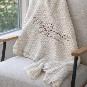 Custom Name Blanket Personalized Embroidered Blanket Gift Bridal Shower Gift Idea Couple Keepsake Wedding Gift Last Name Throw Blanket Gift