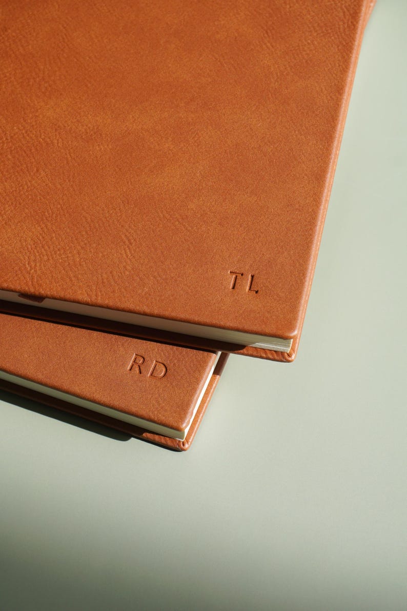 Personalized Monogrammed Journal Notebook Custom Vegan Leather Writing Journal Embossed Name Leather Notebook Christmas Gift Idea for Him