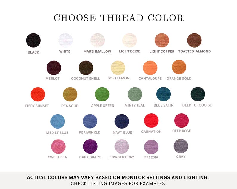 the color chart for choose thread color