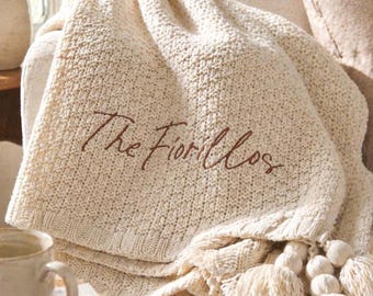 Custom Name Embroidered Blanket Personalized Throw Wedding Gift Bridal Shower Gift Idea Couple Keepsake Last Name Accent Blanket New Home