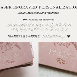 Personalized Pink Bible Christian Gift for Her Boho Flower KJV Bible with Name for Women Faux Leather Bible Custom English Holy Bible Gift
