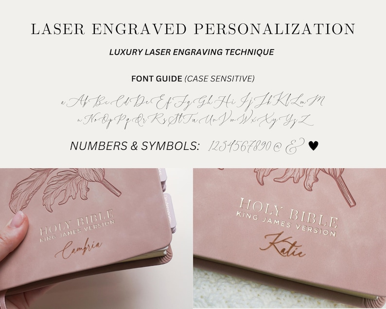 Personalized Pink Bible Christian Gift for Her Boho Flower KJV Bible with Name for Women Faux Leather Bible Custom English Holy Bible Gift