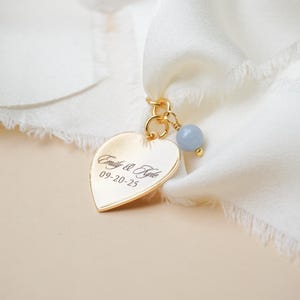 Personalized Bouquet Charm Gift for Bride Something Blue Gift Daughter Wedding Gift from Mom Wedding Bouquet Keepsake Charm Wedding Date