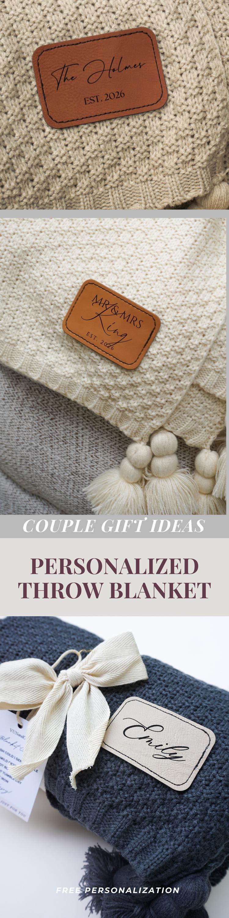 Personalized Wedding Gift for Couple Last Name Gift Cotton Anniversary Gift Woven Blanket with Name Family Monogram Throw Snuggle Blanket