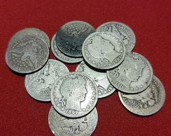 1 Barber Silver Quarter CULL Coin // 1892-1916 // 90% Silver // Old Antique Money