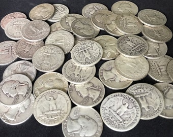 5 Different 90% Silver FULL DATE Washington Quarters from Old Estate Hoard 1932-1964 / Old US Coins Lot