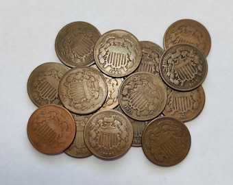 ONE (1) Early U.S. Two Cent Coin 2 Cents / G-VG / 1864-1873 / Old Antique Money