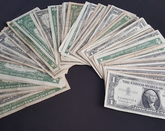 LOT OF (5) 1 DOLLAR U.S. Silver Certificates / 1935 and 1957 / Old Vintage Estate Currency Money