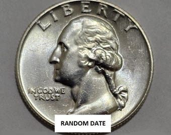 ONE (1) 90% Silver AU/BU Washington Quarter 25c - Random Date