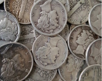 3 DIFFERENT 90% Silver Mercury Dimes from Estate Hoard // Old U.S. Antique Estate Money // 1916-1945