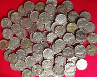 5 Buffalo Nickels FULL DATE // Classic Old U.S. Coins 1913-1938 // 5c Indian Five Cent Piece Antique Vintage Money