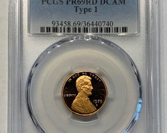 1979-S Type 1 Lincoln Cent PR69RD DCAM PCGS Proof 69 T1 Red Deep Cameo / Graded Certified Coin