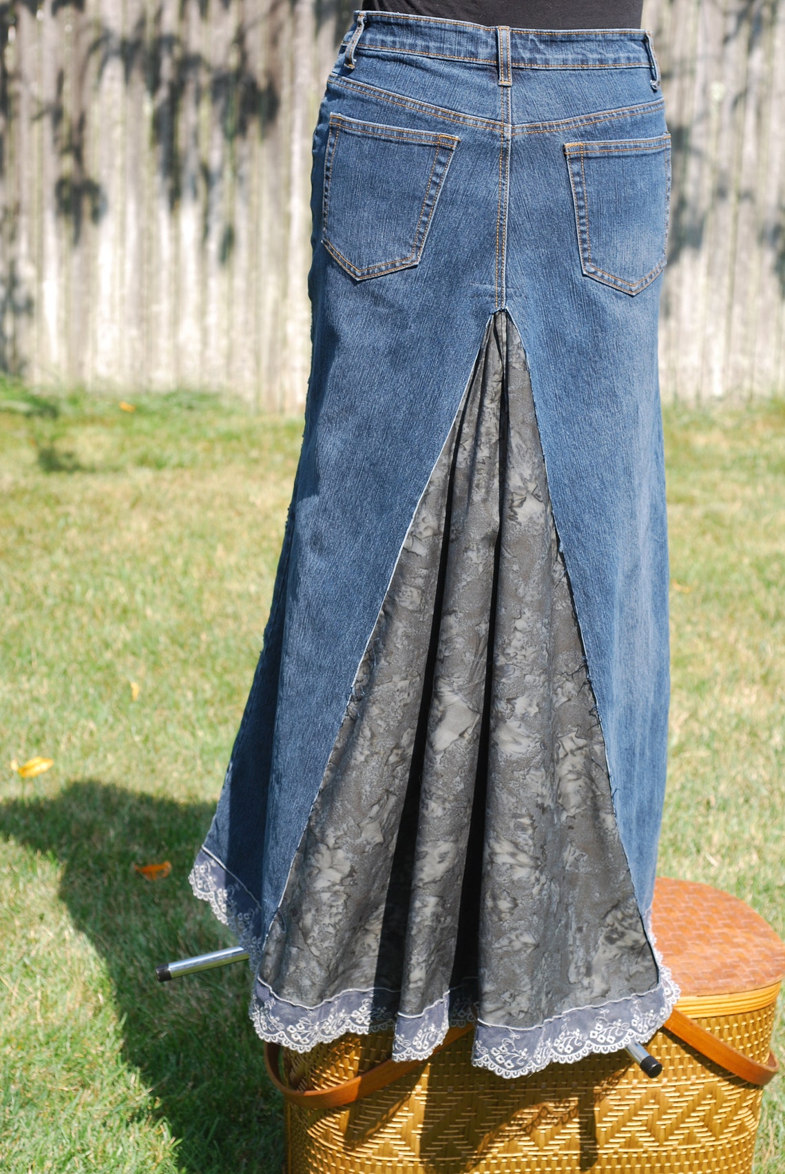 Reconstructed Jean skirt | Etsy