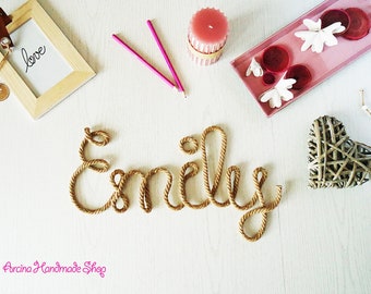 Rope Personalized Wall Decor Name Sign, Customized Nursery or Baby Toddler Room Decor