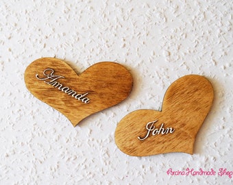 Rustic Wood Personalized Name Tags For Wedding, Wedding Name Tag, Wedding Table Decor, Wedding Place Cards, Rustic Personalized Name Signs