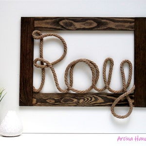 Letrero de cuerda con marco personalizado para habitación infantil, decoración de pared ecológica en estilo shabby chic, regalo de cumpleaños o para el Día de la Madre.