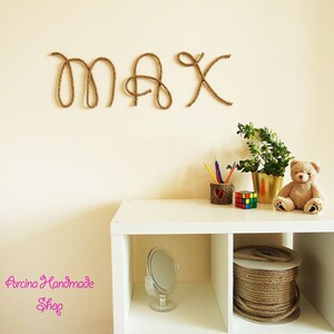Letras de pared rústicas personalizadas para habitación de bebé, decoración de pared con cuerda, decoración de pared con nombre, letras de pared con nombre, letras de decoración personalizadas