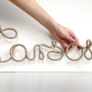 Decoración de pared personalizada con nombre para niña, letras de pared personalizadas con nombre de cuerda, letrero con nombre personalizado para guardería, letras de pared con nombre para regalo