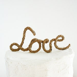Rustic Rope &#39;Love&#39; Cake Topper: Country Wedding Decor