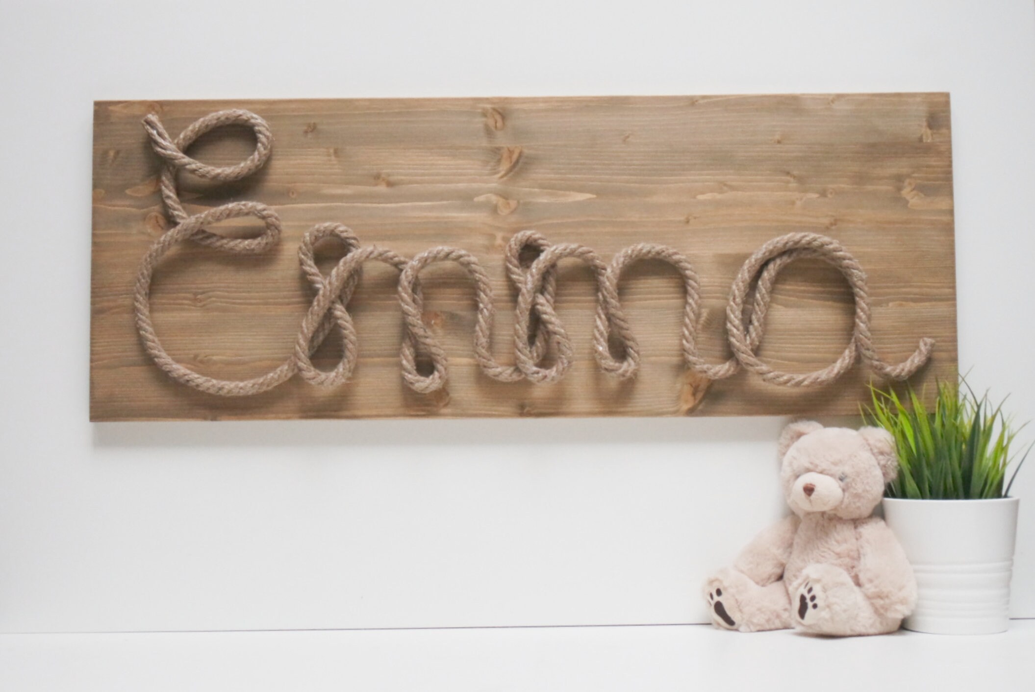 Signe Personnalisé de Prénom en Bois et Corde Pour La Décoration Chambre Des Tout-Petits Crèche, Pen