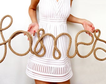 Giant Personalized Rope Wall Name For Nursery Decor, Extra Large Natural Decor For Living Room, My First Rodeo Decor