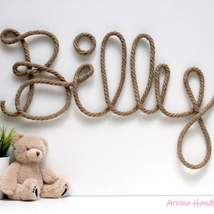Letrero de pared grande con nombre para guardería, decoración de pared personalizada con nombre y cuerda, decoración de pared con nombre gigante estilo playa
