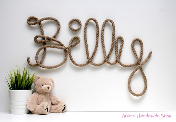 Large Wall Name Sign for Nursery, Rope Name Personalized Wall