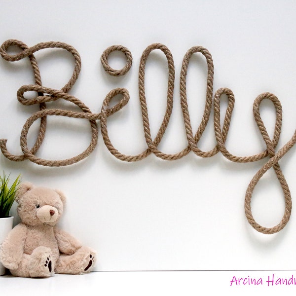 Large Wall Name Sign For Nursery, Rope Name Personalized Wall Decor, Beach Style Giant Name Wall Decor