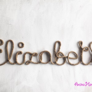 Decoración de pared personalizada con nombre de cuerda, letrero con nombre, decoración personalizada, letras de pared, decoración de pared con nombre