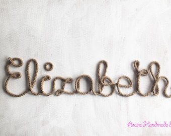 Decoración de pared personalizada con nombre de cuerda, letrero con nombre, decoración personalizada, letras de pared, decoración de pared con nombre