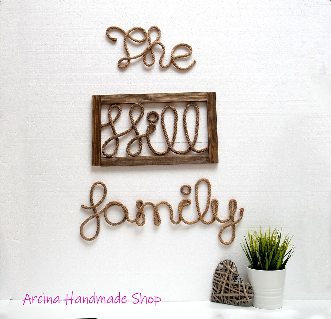 Personalized Family Name Sign, Wood Framed Rope Art - Etsy