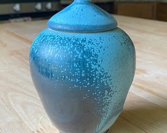 Handmade Cool Blue Stoneware Jar