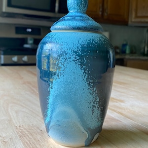Handmade Small Blue Ceramic Urn 1-20lb animal