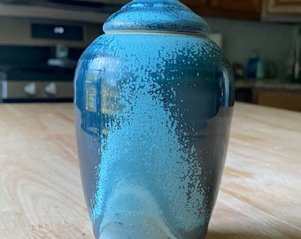 Handmade Ice Blue Stoneware Jar