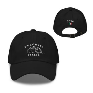 Italian Dolomites Hiking Hat: Embroidered Mountain Silhouette, Italy Flag