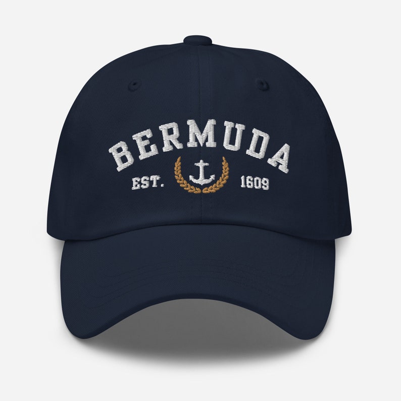 Embroidered Bermuda Souvenir Hat: Gold Laurel Crest, British Travel Cap ...