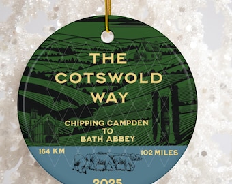 Ceramic Ornament, UK Cotswold Way 2025 Christmas Decor, Holiday Ornament, Tree Decoration, Festive Gift, Seasonal Decor, Hiker Walker Gift