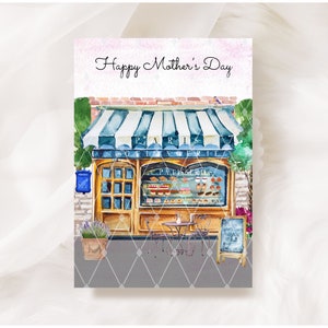 Tarjeta de felicitación del Día de la Madre / Panadería París Francia / Tarjeta Feliz del Día de la Madre, Tarjeta imprimible del Día de la Madre, Gracias por ser una madre maravillosa