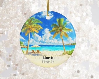 Ornement souvenir en céramique personnalisable, souvenir personnalisé pour la retraite, EVJF dans les Caraïbes, voyage entre filles, voyage de pêche