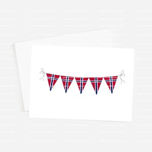 Norwegian Flag Bunting Card: Scandinavia Birthday Card