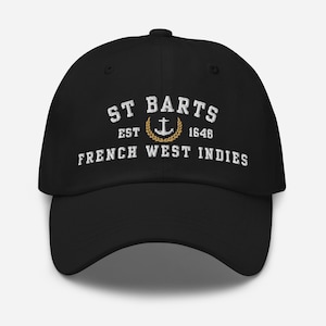 St Barts Hat Embroidered letters 4 Colors Souvenir Saint Barts Caribbean Cap, French West Indies, Saint Barthéthemy Island Cruise Travel Hat