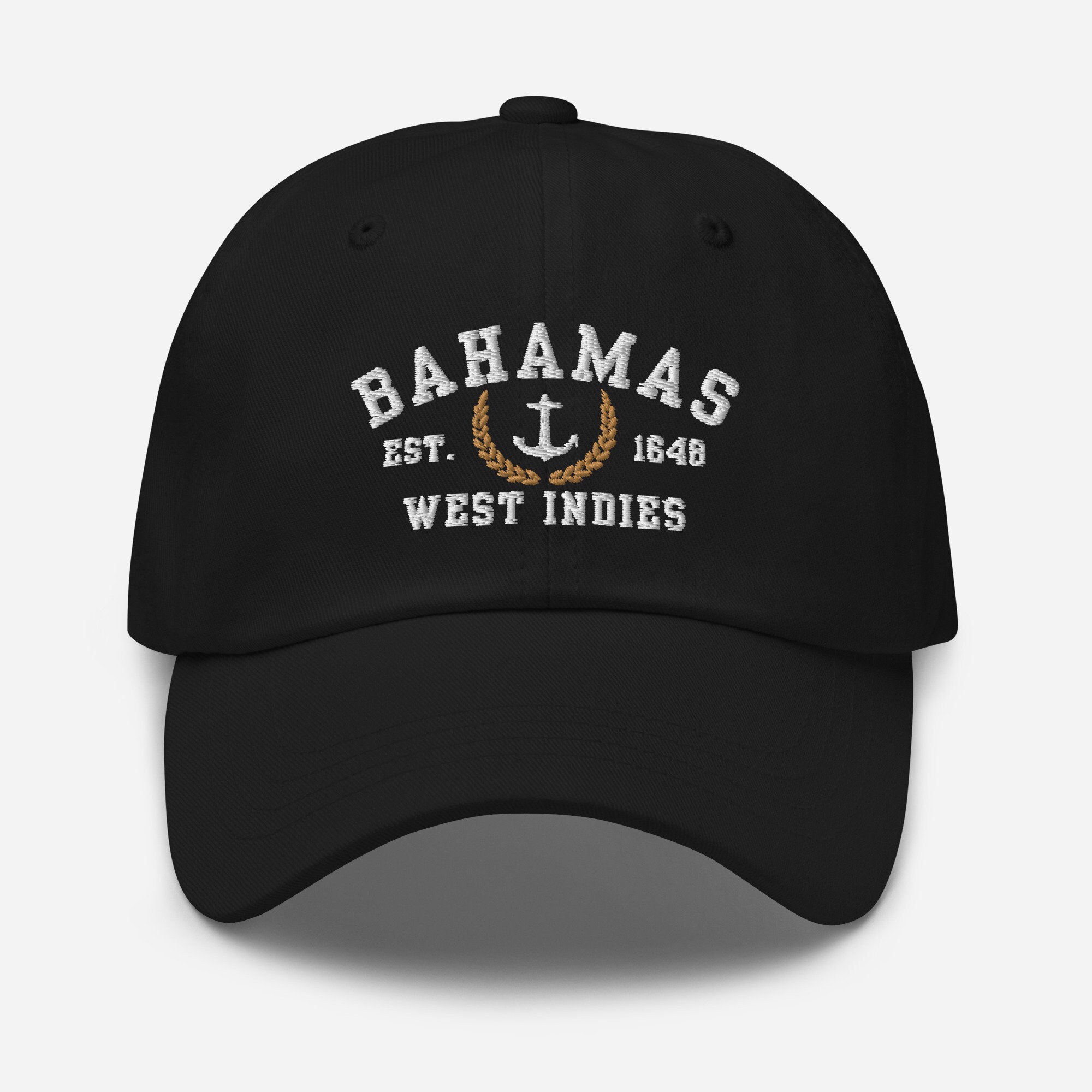 Bahamas Souvenir Hat: Embroidered Anchor & Laurel, Unisex 