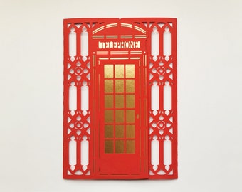 British Telephone Booth Laser Cut Greeting Card