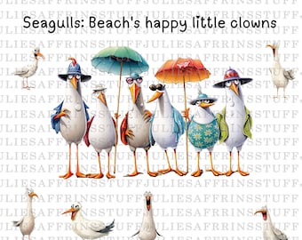 Skurrile Möwe PNGs: Strand Clipart (digitaler Download)