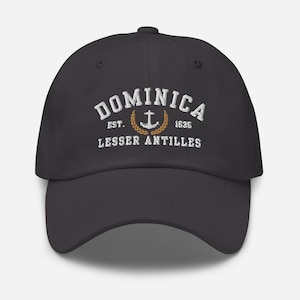 Dominica Lesser Antilles Baseball Hat with Embroidered Letters Diving Island Caribbean Souvenir Cruise Hat, Unisex, Five Hat Color Options