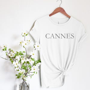 Cannes Luxe Shirt, Travel Accessory, Classic Chic Sporty Soft Cotton Tee Gift for Travelers Girls Trip Europe Trip France Souvenir Gift